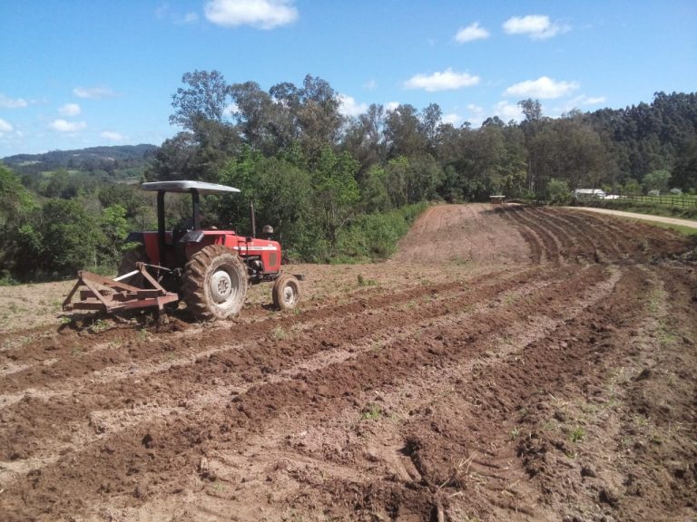 trator arando um pedaço de terra